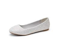 Bailarinas con Suela Brillante y Diamantes de imitación para Mujer,Size 40,Plata,Sole-Shine
