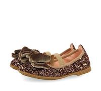 Bailarinas de glitter color cobre con lazo de terciopelo para niña koge