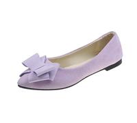Bailarinas de mujer Primavera Verano y Otoño Ligero Suede Pointed Shallow Mouth Soft Bottom Bow Single Shoes Daily Dating Commuting Zapatos de Ballet de Tamaño Grande Plano, Rosa intenso., 40 EU