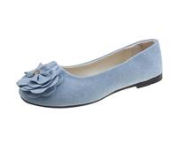 Bailarinas Mary Jane Mujer con Tacón - Zapatos bajos Planta Ancha Elegantes, Azul claro, 40 EU