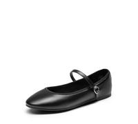 Bailarinas Mary Jane para Mujer, Punta Redonda, cómodas, Elegantes, Informales, sin Cordones, para el Trabajo, Uso Diario, Suaves y Planas.,Size 40,Negro-PU,SDFA2441W
