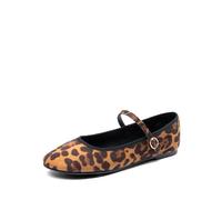 Bailarinas Mary Jane para Mujer, Punta Redonda, cómodas, Elegantes, Informales, sin Cordones, para el Trabajo, Uso Diario, Suaves y Planas.,Size 43,Leopardo,SDFA2441W