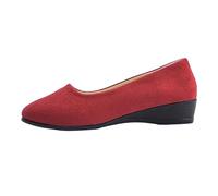 Bailarinas Mujer Ante, Zapatos Mujer Confort Chic Cuentos, Slip On Poner, Punta Redonda, Corte Bajo, Mocasines Ante, Suela Flexible, Estilo Puro | Ciudad, Diario, Oficina, Primavera Otoño, 01 rojo