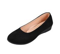 Bailarinas Mujer Cómodo Sueño, Suela de Cuña Ligera, Slip on Poner, Empeine liso, Punta Redonda, Línea Minimalista | Zapatos Mujer Confort Chic para Casual, Ciudad, Baile, Diario, 01 negro., 42 EU