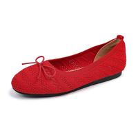 Bailarinas Mujer Cómodo Transpirable Pie Ancho Zapato Elegante Y Elegant Planos Zapato Bailarina Mujer Interior Confort Elegante Elegante Zapatilla De Baile, rojo, 39 EU