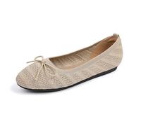 Bailarinas Mujer Cómodo Transpirable Pie Ancho Zapato Elegante Y Elegant Planos Zapato Bailarina Mujer Interior Confort Elegante Elegante Zapatilla De Baile, beige, 37 EU