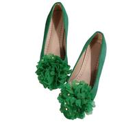 Bailarinas Mujer de Ante, Zapatos Mujer Confort Chic Cuentos, Apertura Baja, Punta Redonda, Mocasines Ante, Flor en Relief, Suela Plana Suave | Romántico para Primavera, Otoño, Danza, 01 verde., 43 EU