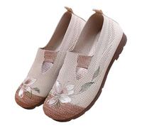 Bailarinas Mujer Elegantes Zapatos de Bailarina con Flores Zapatos de Vestir Suelas Suave Mocasines de Punto Zapatos Planos Zapatos de Mujer Zapatos de Verano de Malla Zapatos de Verano Slip On