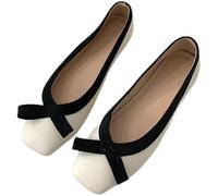 Bailarinas Mujer Elegantes Zapatos de Boda Planos Zapatos de Vestido Zapatos de Mujer Zapatos de Ballet Balerina Zapatos Mary Jane Zapatos Casuales, Blanco, 42