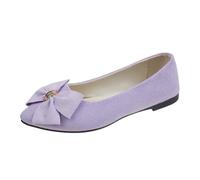 Bailarinas Mujer Primavera Verano y Otoño Ligero Suede Pointed Shallow Mouth Soft Bottom Bow Single Shoes Daily Dating Commuting Zapatos de Ballet de Tamaño Grande Plano, Rosa intenso., 40 EU