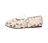 Bailarinas Mujer Tacón Pequeño Zapatos Mujer Confort Chic Multicolor de Encaje con Tirantes Mary Jane y Hebilla, para uso diario Paseos Salidas Boda Primavera Verano, blanco, 39 EU