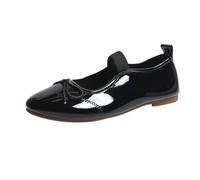 Bailarinas Mujer Tacón Pequeño Zapatos Mujer Confort Chic, Zapatos Mujeres Negras de Charol Mary Jane con Nudo, para Uso Diario Paseos Salidas Boda en Temporada Primavera, Negro , 38 EU