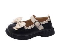 Bailarinas niña Mary Jane Zapatos planos para niñas bebé niño pequeño suela de goma bailarinas planas fiesta escuela zapatos con lazo zapatos escolares, Negro , 24 EU