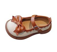 Bailarinas niña Mary Jane Zapatos planos para niñas bebé niño pequeño suela de goma bailarinas planas fiesta escuela zapatos con lazo zapatos escolares, marrón, 29 EU