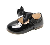 Bailarinas Niña Zapato Planas Comodo Zapatos de Baile para Niños Elegante Mary Jane Shoes con Moños de Satén Fondo Suave Antideslizantes Versátil Merceditas de Cuero Cuatro Estaciones
