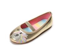 Bailarinas Niñas Unicornio Zapatos Bajos Casual Colores Metálicos Suela Arco Iris Antideslizante, dorado, 28 EU