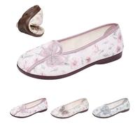 Bailarinas para mujer con patrón, zapatos tradicionales de punta redonda, zapatos planos, antideslizantes, ligeros, cómodos, vintage, elegantes, Mary Jane para el tiempo libre y el día a día, Rosa