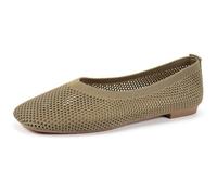Bailarinas para mujer de verano - Zapatos de baile planos cerrados Slip On Jazz Zapatos huecos de gimnasia transpirables Zapatos elegantes para barco Zapatos de baile latinos cómodos para club, marrón