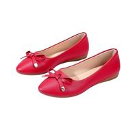 Bailarinas para mujer, elegantes, cómodas, suaves, de piel, ligeras, transpirables, de verano, de un solo color, para el día a día, rojo, 36 EU