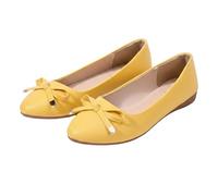Bailarinas para mujer, elegantes, cómodas, suaves, de piel, ligeras, transpirables, de verano, de un solo color, para el día a día, amarillo, 38 EU
