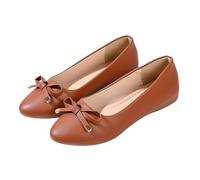 Bailarinas para mujer, elegantes, cómodas, suaves, de piel, ligeras, transpirables, de verano, de un solo color, para el día a día, marrón, 43 EU