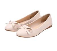 Bailarinas para mujer, elegantes, cómodas, suaves, de piel, ligeras, transpirables, de verano, de un solo color, para el día a día, beige, 41 EU