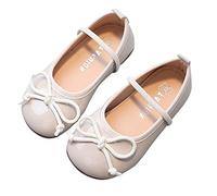 Bailarinas para niñas Zapatos de comunión blancos Princesas festivas Zapatos planos Mary Jane Zapatos con lazo fácil de poner niños pequeños/niños pequeños/niños grandes Tacones bajos Zapatos de
