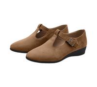 Bailarinas Planas Para Mujer,Clásicas Bailarinas con Correa en T Casual Slip-On Mujer Mary Jane Zapatos Con Hebilla Correa De Tobillo Mocasines De Ante Mocasines Ligeros Elegantes Cómodos Mocasines