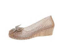 Bailarinas - Sandalias planas transparentes de PVC para mujer, diseño de nido de pájaros, ballet, zapatos de plástico suave con lazos de estrás, transpirables, antideslizantes, zapatos de verano para
