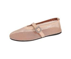 Bailarinas - Zapatos de verano para mujer, cómodos, de malla, planas, romanas, con correas, ortopédicos, para el tiempo libre, para senderismo, trekking, anchas, ligeras, beige, 37 EU