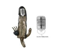 Baile - brave man funda pene anal y clitoris vibrador 16.5 cm negro