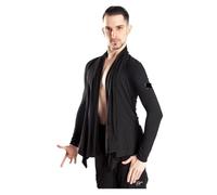 Baile Latino Men Latin Dance Costumes New Men'S Black Cardigan Shirt National Standard Dress Competition Wear para Hombres(Beige,XXL)