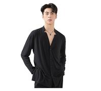 Baile Latino Men's Latin Dance Costumes Practice Clothes Training Shirts Tango Samba Chacha Competition Dresses para Hombres(Black,M)