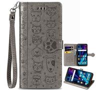BAILI Billetera Animal Funda para TCL 605/TCL 60 SE, Lovely Cat Dog Wallet Case, Gato y Perro Carcasa para TCL 605/TCL 60 SE-003