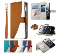 BAILI Cover de Cuero Tipo Billetera para Nokia C12 Pro con Correa para la muñeca, Soporte y Tarjetero, Funda de Bolsillo con Cremallera para Nokia C12 Pro-Marrón