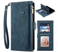 BAILI Funda con Cremallera para Realme X3 SuperZoom, [Cierre magnético] Bolsillo Funda con Ranuras para Tarjetas Kickstand para Realme X3 SuperZoom-Azul