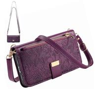 BAILI Funda Flor para Motorola Moto G100 5G 2025, Carcasa magnética con Correa Cruzada, Bolso de Mano con Bolsillo y Cremallera para Motorola Moto G100 5G 2025-Morado