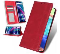 BAILI Funda para Honor X5c/X5c Plus, Tapa Libro Flip Phone Case para Honor X5c/X5c Plus, Rojo