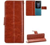 BAILI Funda para Nokia 105 4G 2023, Funda Tapa Libro Flip Phone Cover Case para Nokia 105 4G 2023, Marrón
