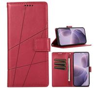 BAILI Funda para Realme C61 4G India, Soporte, Ranuras para Tarjetas, Funda con Patrones de líneas Compatible con Realme C61 4G India-Rojo