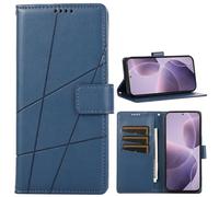 BAILI Funda para Realme V25/9 Q5 5G, Soporte, Ranuras para Tarjetas, Funda con Patrones de líneas Compatible con Realme V25/9 Q5 5G-Azul