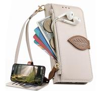 BAILI Funda para Redmi Turbo4 Pro/Poco F7 con Tarjetero, Soporte, Estampado de Hojas y Cierre magnético, Bolso para Redmi Turbo4 Pro/Poco F7-Blanco