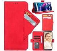 BAILI Funda para TCL K70 4G, Tapa Libro Flip Phone Case para TCL K70 4G, Rojo