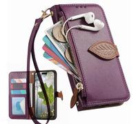 BAILI Funda para Vivo V40 Lite (IDN) con Tarjetero, Soporte, Estampado de Hojas y Cierre magnético, Bolso para Vivo V40 Lite (IDN)-Morado