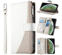 BAILI Funda Tipo Cartera para Realme C75/V60 pro/14X, Ranuras para Tarjetas, Cierre magnético, Bolsillo con Cremallera, Cover Protectora para Realme C75/V60 pro/14X-Blanco