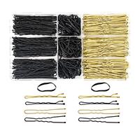 Bailinks Kit de 300 horquillas, pinzas para el cabello y bandas elásticas negras para el cabello, horquillas francesas rubias y negras, horquillas y gomas elásticas con caja de almacenamiento