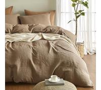 Bailix Juego de ropa de cama de muselina de algodón de alta calidad, 220 x 240 cm, 3 piezas, color marrón, 100 % algodón, funda nórdica de 220 x 240 cm y 2 fundas de almohada de 80 x 80 cm