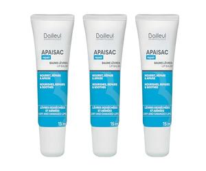 Bailleul | Apaisac | Bálsamo Labial Reparador | Pack de 3 x 15 ml | Labios secos y agrietados | Nutre, repara y calma | Sin perfume