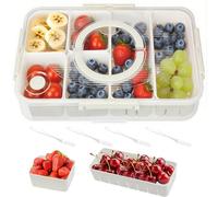 Bailtouk Bandeja para Aperitivos con Tapa, Caja Organizadora Aperitivo con 6 Compartimentos, Plato de Aperitivo con 4 Tenedores Apto para Lavavajillas para Dulces, Galletas, Nueces, Frutas y Postres