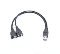 BAIRU Dual USB Extender Hub, cargador de datos adaptador dividido, 30cm longitud de datos